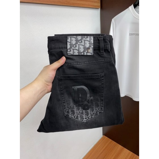 Dior Black Washed Denim Jeans with D Logo and Bee Detail